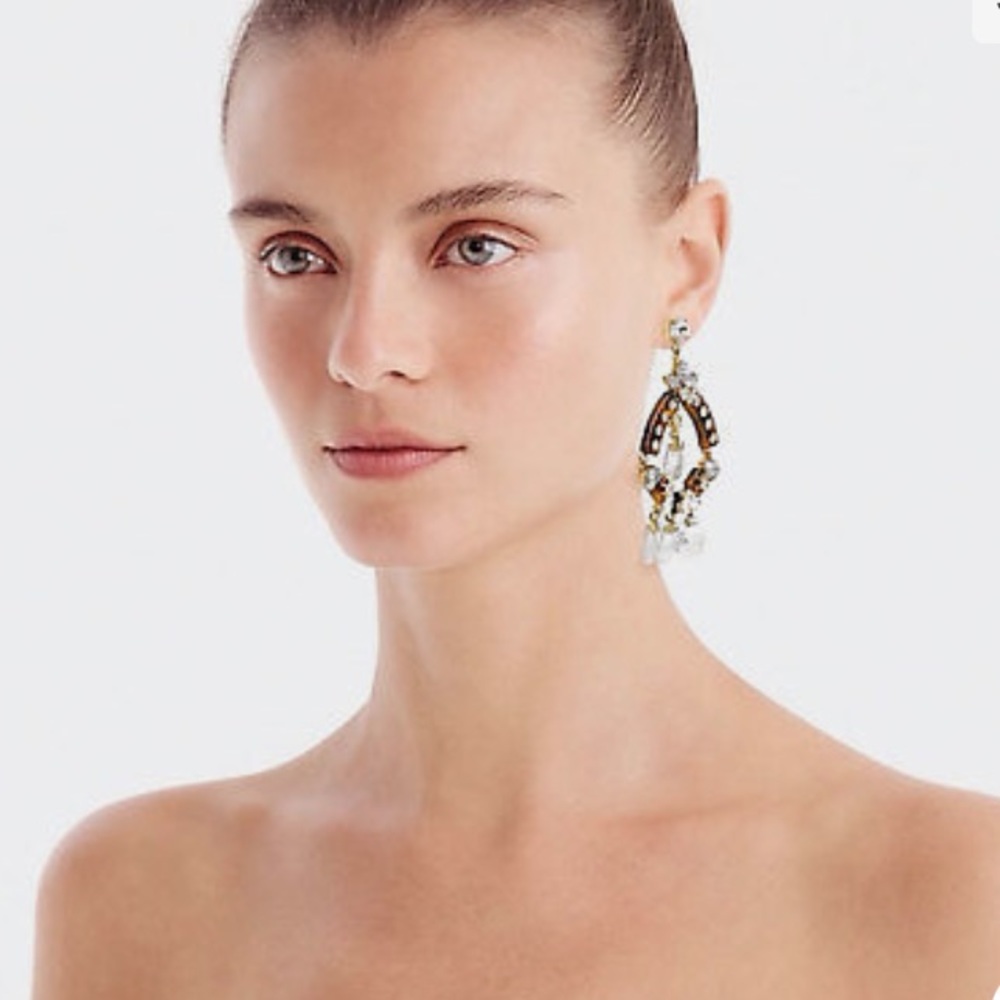 3/$30 J. Crew Deep Redwood Crystal and Tortoise Statement Earrings